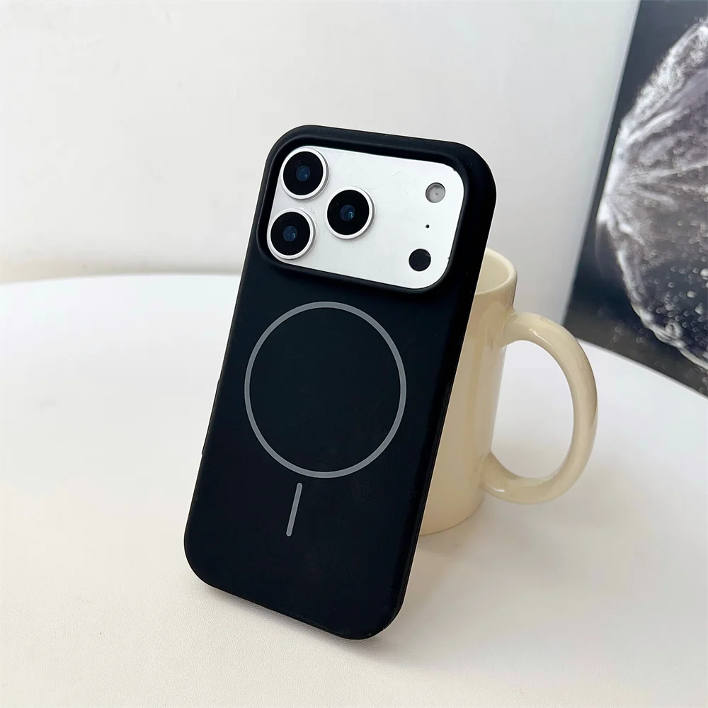 Capa Protetora Magnética De Silicone Líquido (iphone 13, Preta), Compatível Com Carregamento Sem Fio Magsafe.