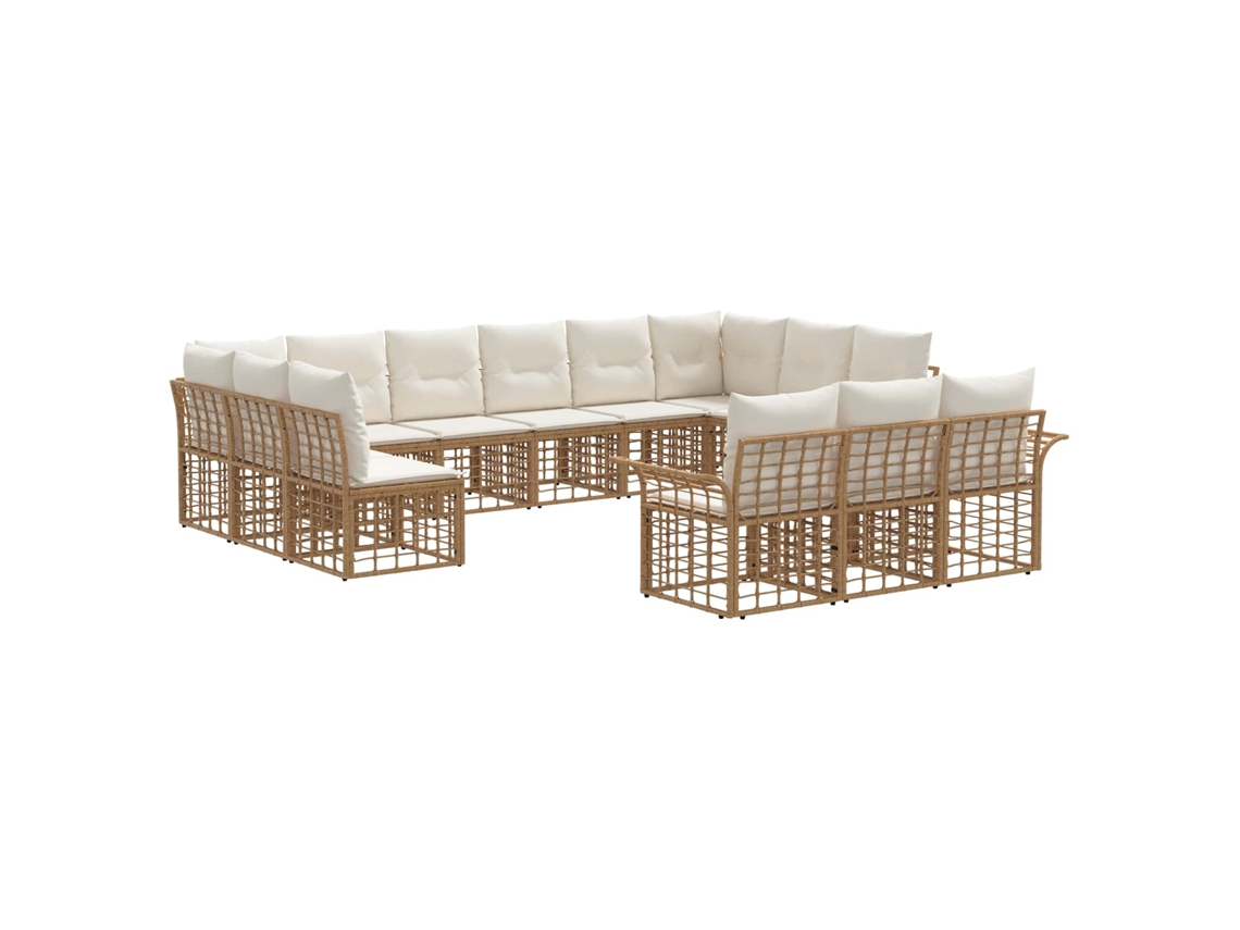 Maison Exclusive - Conjunto De Sofás Para Exterior 13 Unid. Natural E Branco Creme