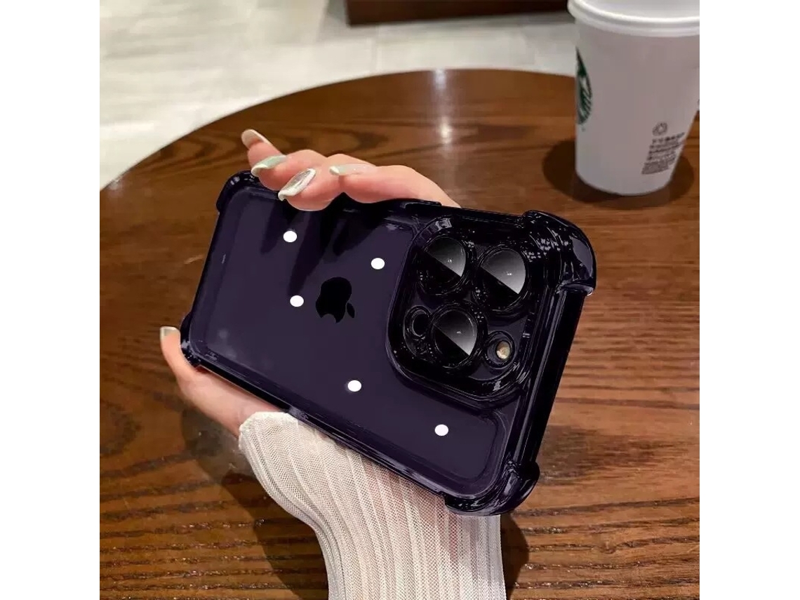 Capa Para Iphone 17 Air Roxa Escura Com Acabamento Eletrogalvanizado, Quatro Cantos Protegidos Contra Quedas E Airbags, Cobertura Total, Transparente