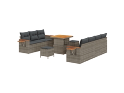 Conjunto 13 Sofá De Jardim Vidaxl Cinzento Vime Pe (234 X 204 X 85 Cm)