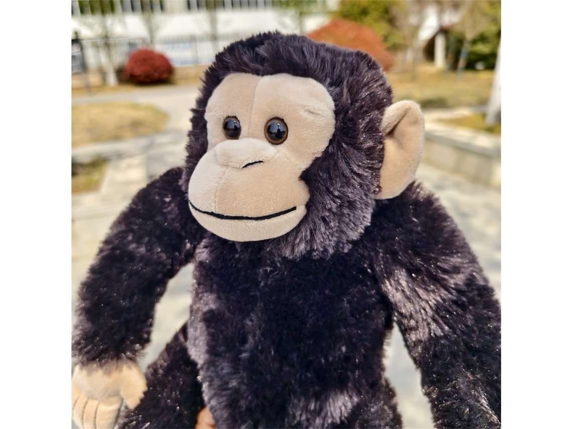 Chimpanzé Sentado Realista de Pelúcia Animal Selvagem Preto CHABERLU