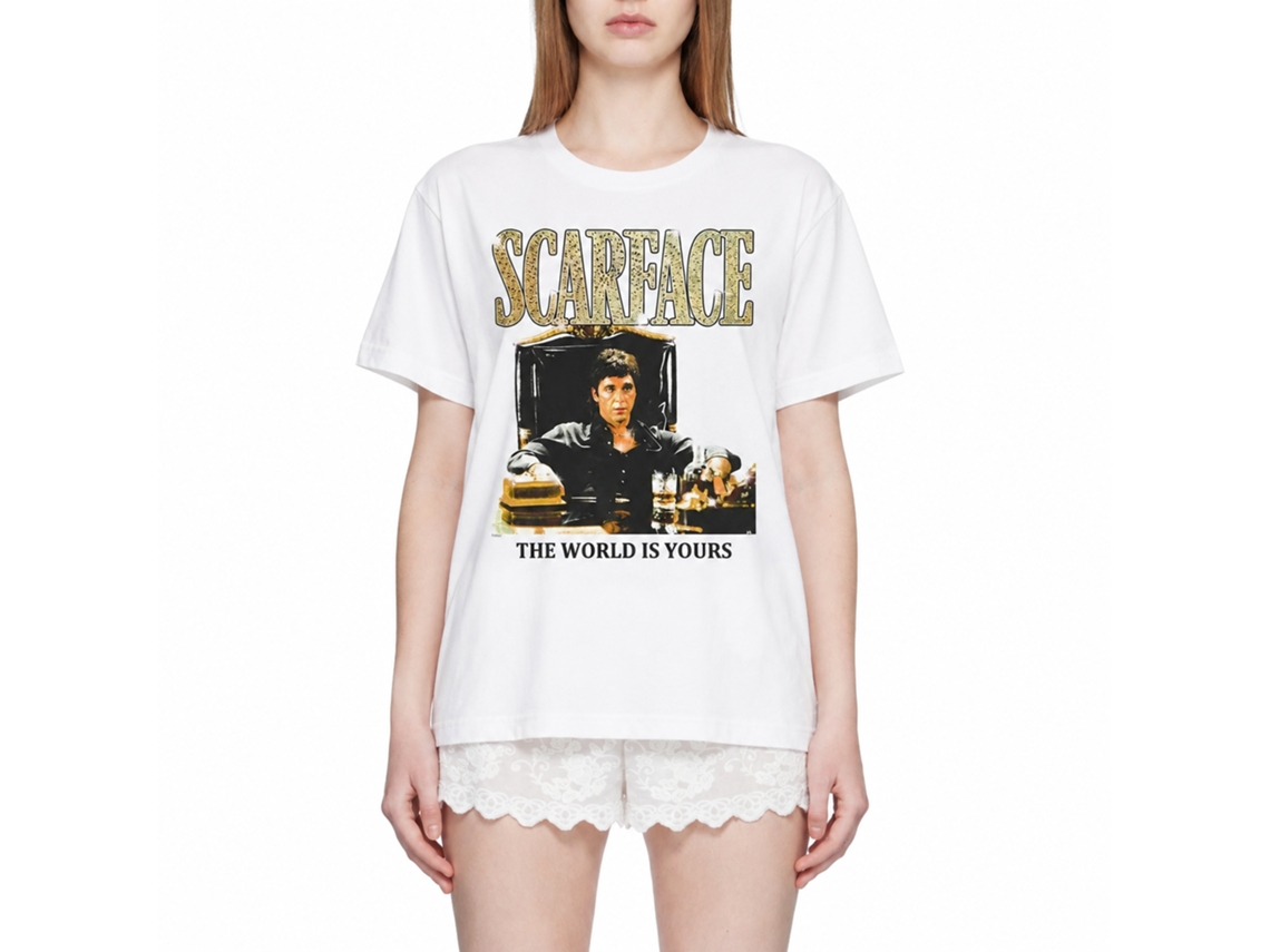 Rockinstone Scarface Movie Desk Sit White Adult T-shirt Size:xl