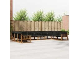 Vidaxl Conjunto De Sofás Para Exterior 10 Pcs Natural E Preto