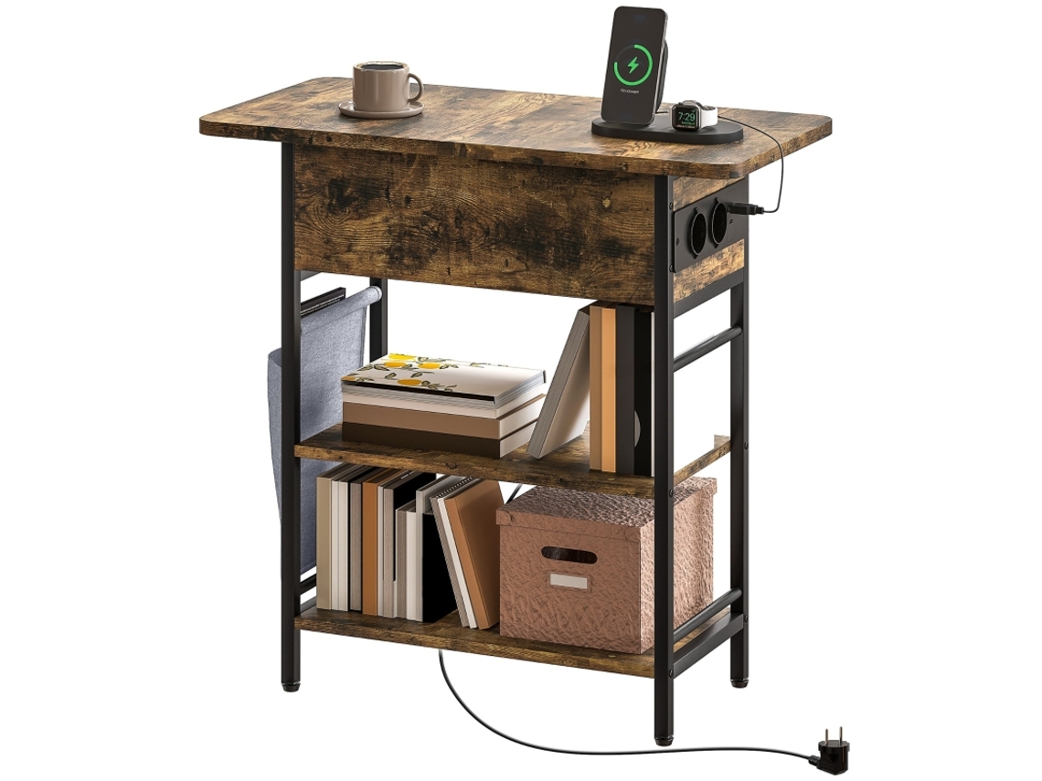 Mesa de Centro com Gavetas, Formato de Nuvem, Prateleiras Abertas, 97x45x43,5cm | S/MARCA