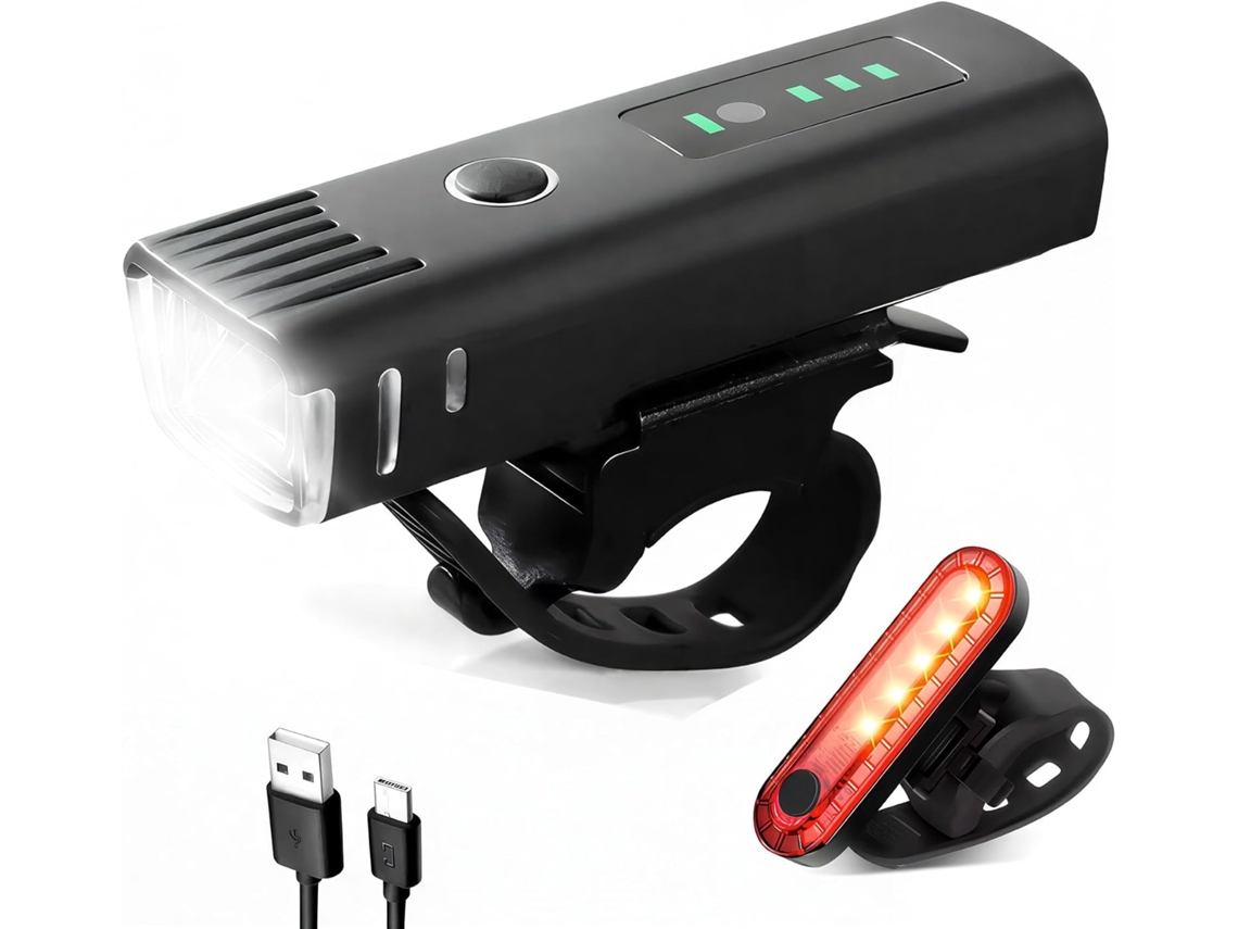 Conjunto De Luzes De Bicicleta Usb-c Com Sensor Automático, 4 Modos E Design À Prova D'água Ipx6 (preto)