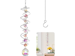 Sino de Vento Giratório de Cristal Colorido com Design em Espiral, Ideal para Janelas, Jardins e Casamentos BRILVIBERA