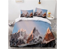 Capa de Edredom com Estampa Montanha Nevad em Poliéster Fronha 200x200 Cm, 140x200 Cm