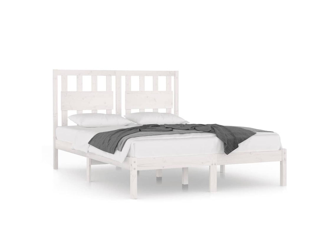 Bed Frame, Bed Frames Vidaxl Branco Madeira De Pinho (140 X 190 Cm)