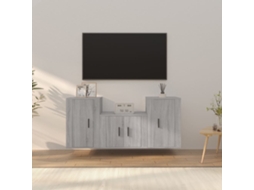 Vidaxl Conjunto Móveis De Tv 3 Pcs Madeira Processada Sonoma Cinza