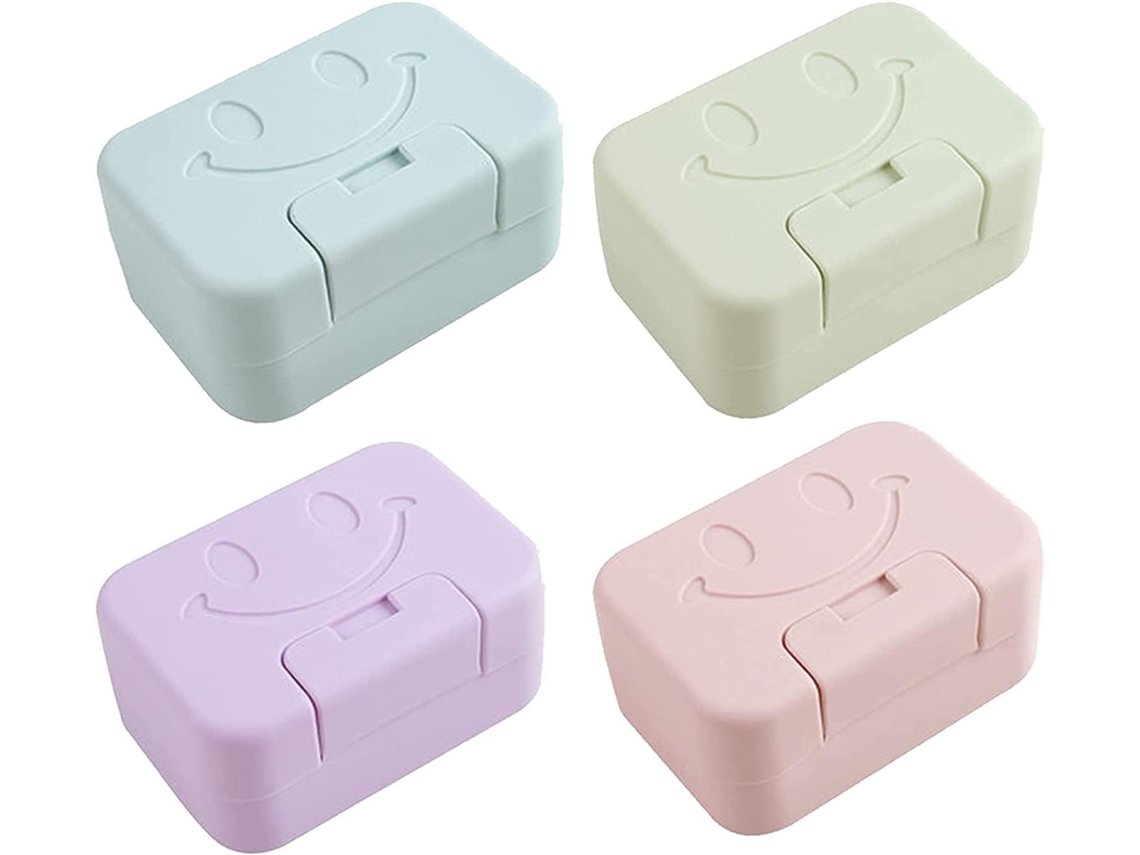 Conjunto 4 Caixas De Sabão De Viagem Pp Banheiro Com Tampa 11×7,5×5 Cm Dureforward