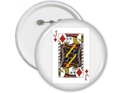 Broche Diythinker Diamond J com Estampa de Carta Baralho Redonda, Distintivo, para Decoração Roupas, Presentes