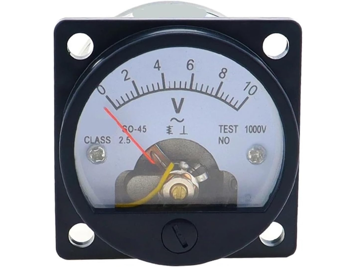 Voltímetro Analógico De Painel Redondo Dialpanel Preto Ac 1v 2v 5v 10v