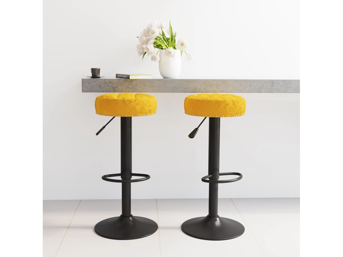 Vidaxl Bancos De Bar 2 Pcs Veludo Amarelo Mostarda