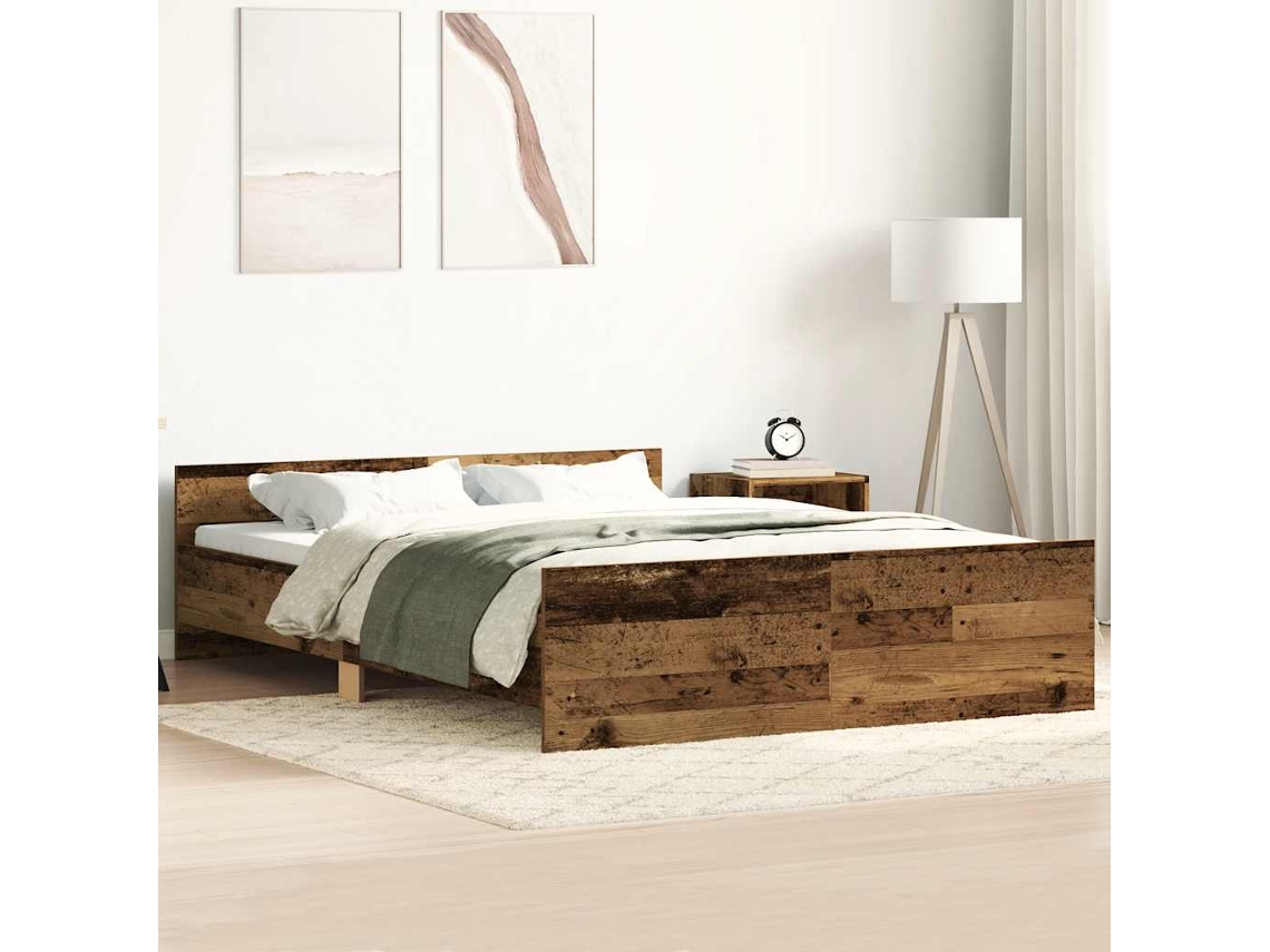 Vidaxl Estrutura De Cama Sem Colchão 140x190 Cm Madeira Velha