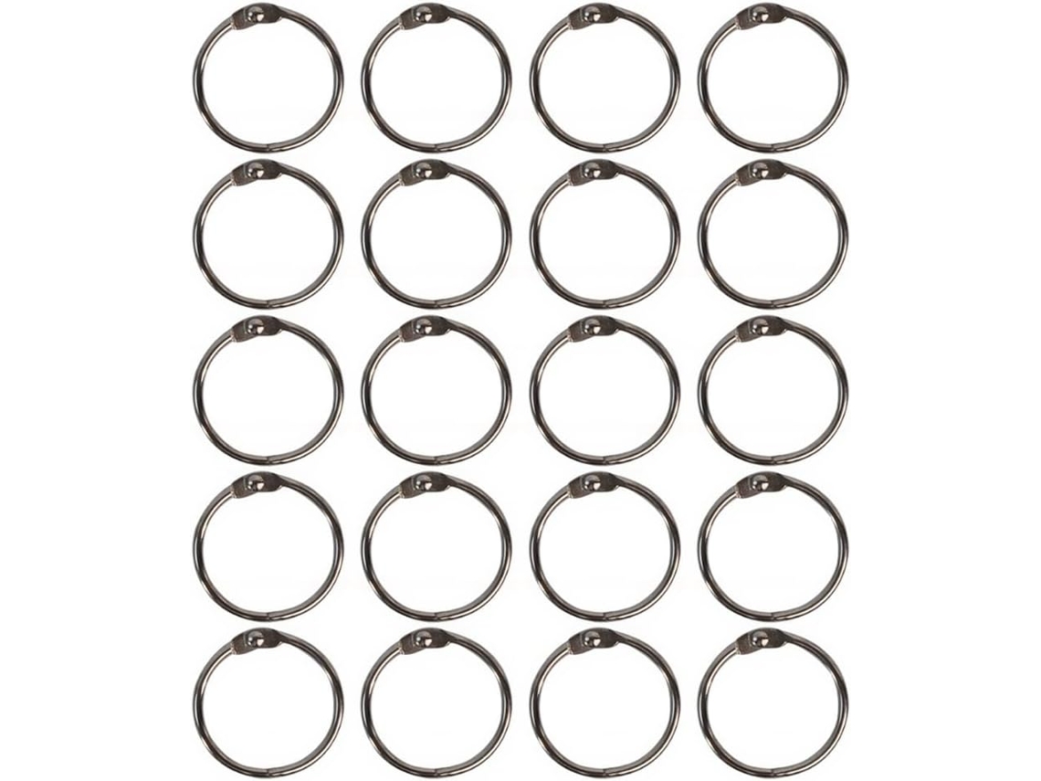 Anel metálico de 25 mm para conexão suave, ideal para projetos de mesa ou arte, garante rotação suave.