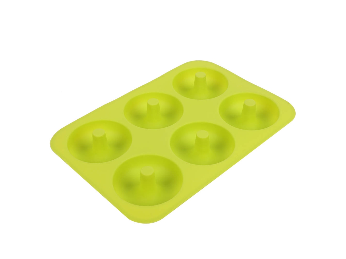 Forma Para Donuts 6 Cavidades Em Silicone, Molde Para Chocolate Seguro Para Micro Ondas E Freezer (verde)