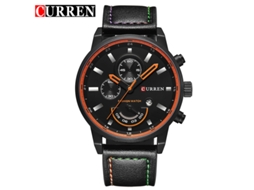 Relógio Masculino Casual MDUG, com pulseira de couro, à prova d'água, multifuncional