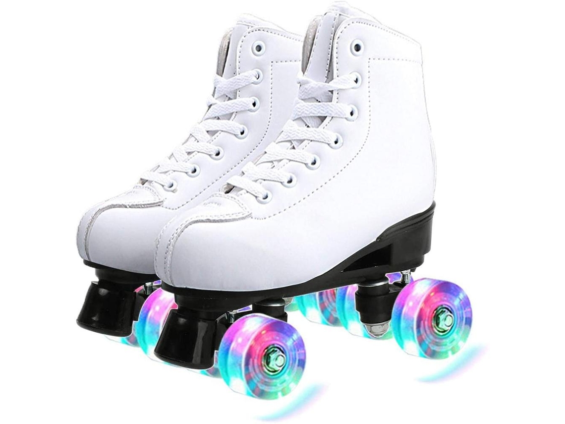 Roller Skates (led Flashing, Double Row Four Wheels) Adult Men's And Women's Pu Roller Skates