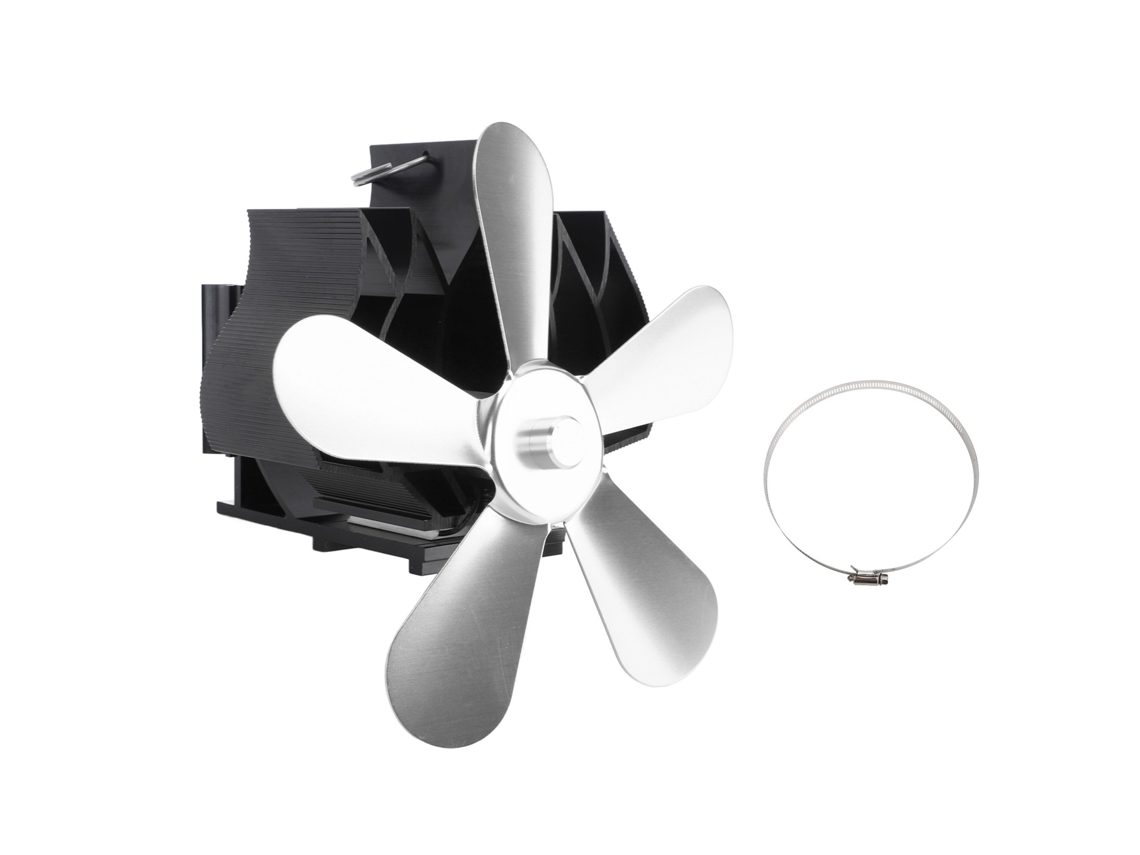 Ventilador de Lareira de Parede com 5 Pás, Energia Térmica para Estufa a Lenha Prata S/MARCA