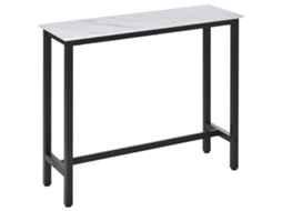 Mesa De Barra Com Efeito Mármore, Estrutura De Aço, Pés Niveladores, 120x40x100 Cm, Branco/preto -ch