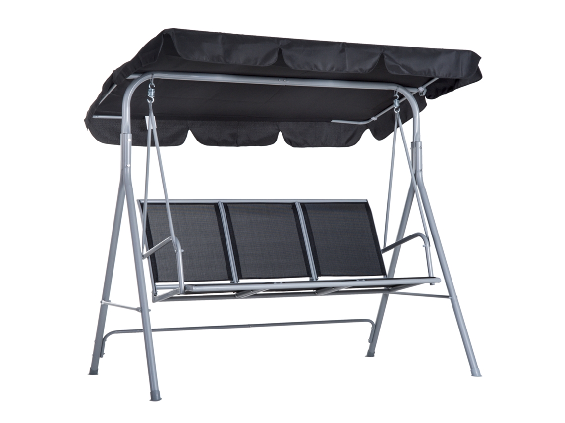 Balanço Hollywood, 3 Lugares, Balanço de Jardim Elegante Com Cobertura, Estrutura Metálica, Cinza/purado, 171x108x154cm, Para Jardim/Terraço.