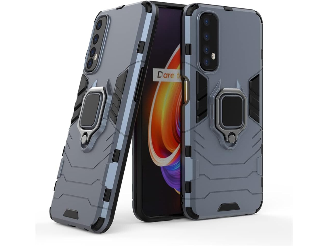 Capa Militar Anel Kk para Oppo Realme 7 Pro HONGWE. Anti-Choque Azul