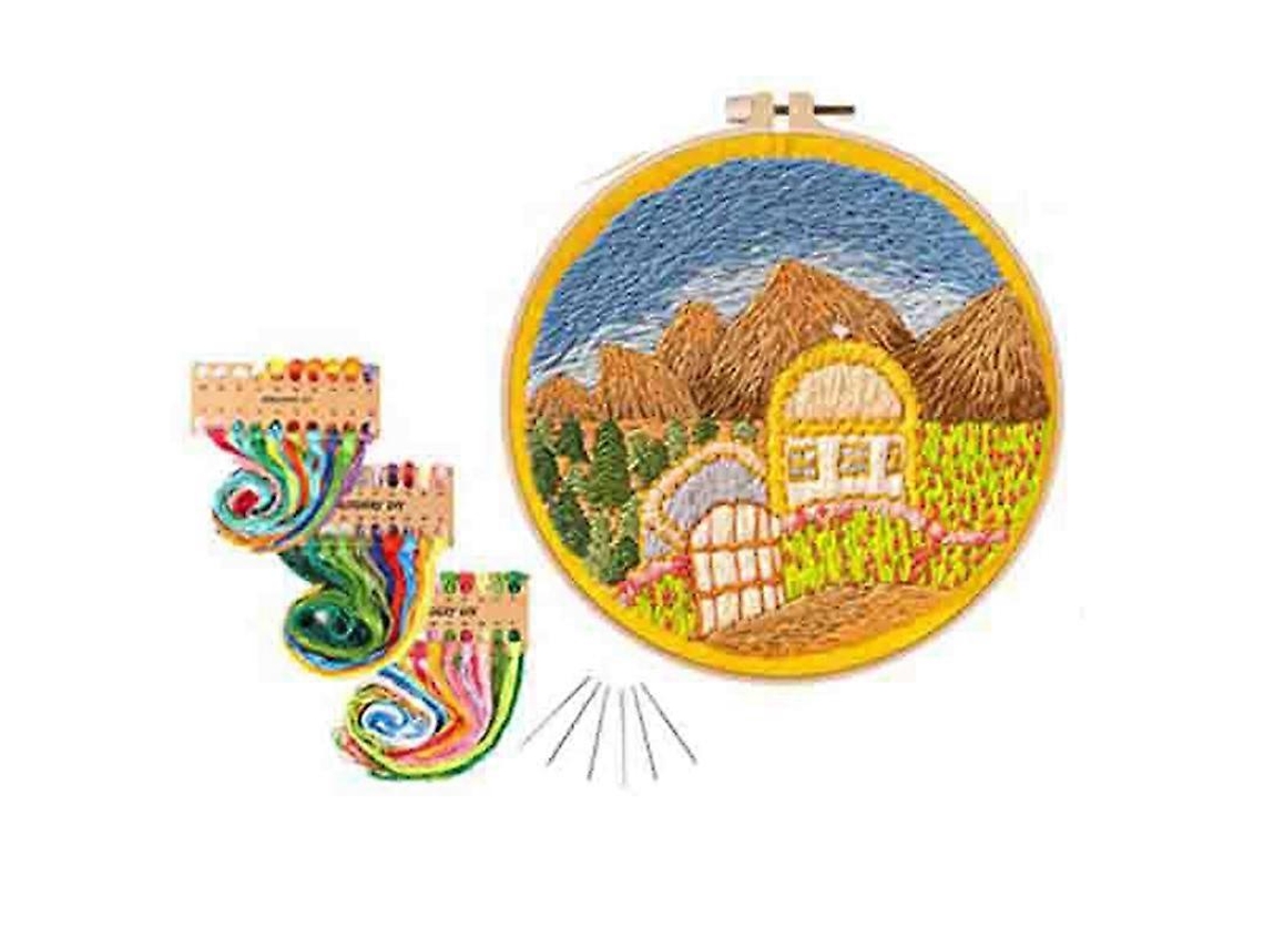 Lurelia Kit Bordado Iniciante Algodão 3 Unidades 6 Agulhas 20 Cm Multicolorido Com Bastidor