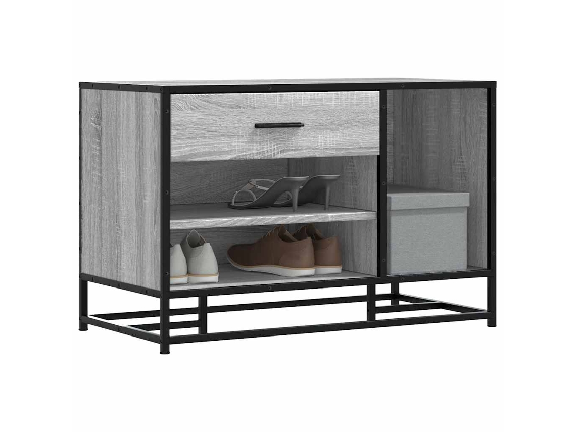 Vidaxl Banco Para Calçado Sonoma 80x40x53,5 Cm Madeira Metal Cinzento
