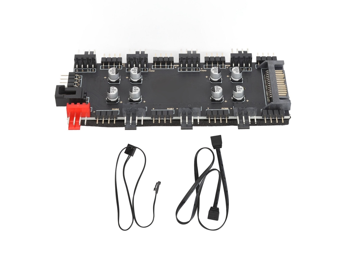 12v 4pin Argb E Hub Pwm Hub De 8 Canais Para Ventilador De Pc Com Fonte De Alimentação Sata
