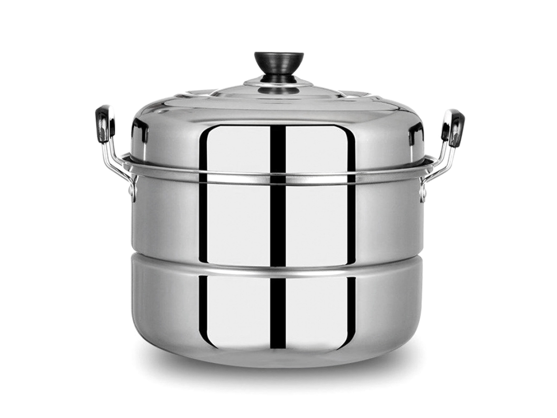 Panela de Vapor de Aço Inoxidável 2 Camadas Capacidade Grande para Legumes Ovos Fogão a Gás | S/MARCA