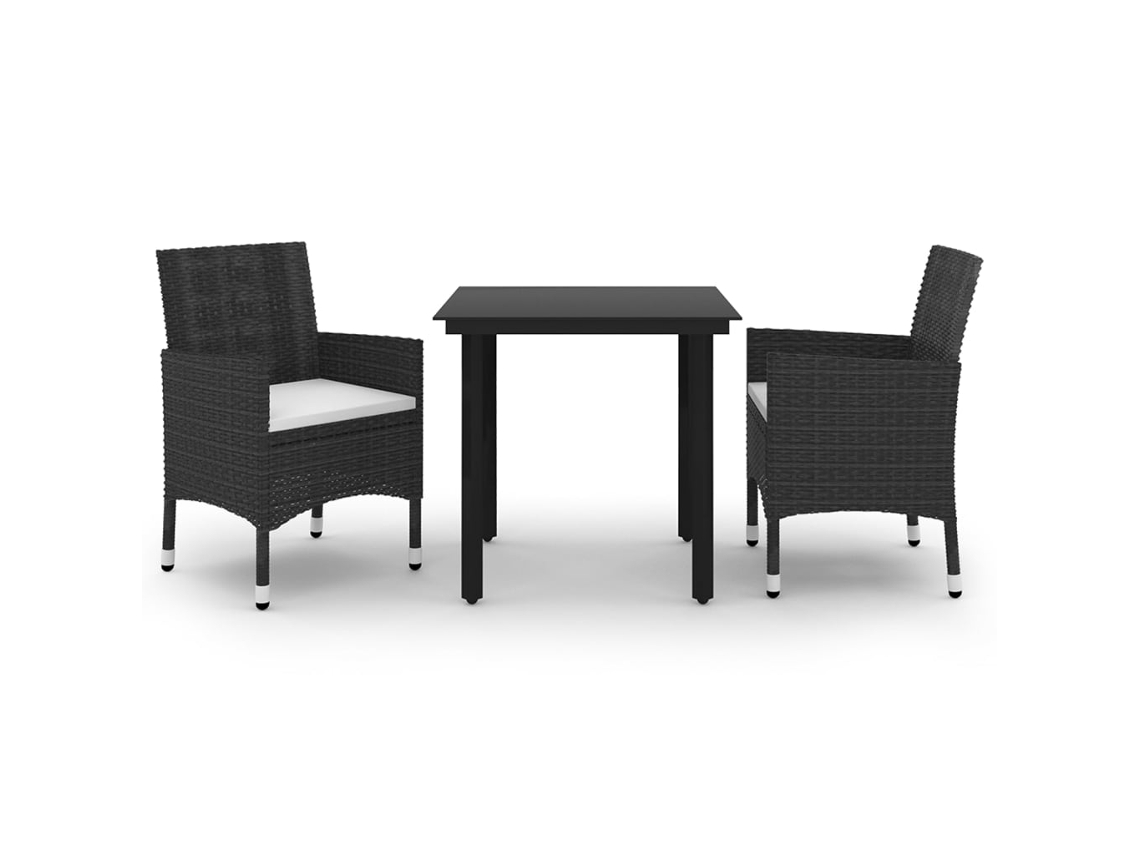 Garden Dining Set, Garden Dining Sets Vidaxl Preto Rattan / Vime (80 Cm Table Length)