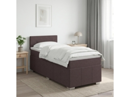 Vidaxl Cama Box Spring Com Colchão Marrom Escuro 90 X 200 Cm Tecido