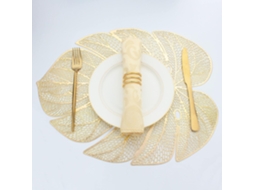Posavasos En Forma De Hoja - 8 Uds. - Dorados - 45x35cm