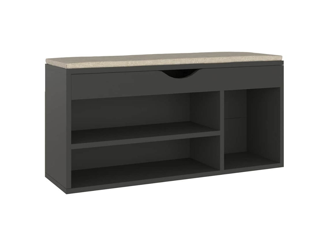 Conjunto 1 Banco Sapateira Vidaxl Cinzeto Derivados De Madeira (104 X 30 X 49 Cm)