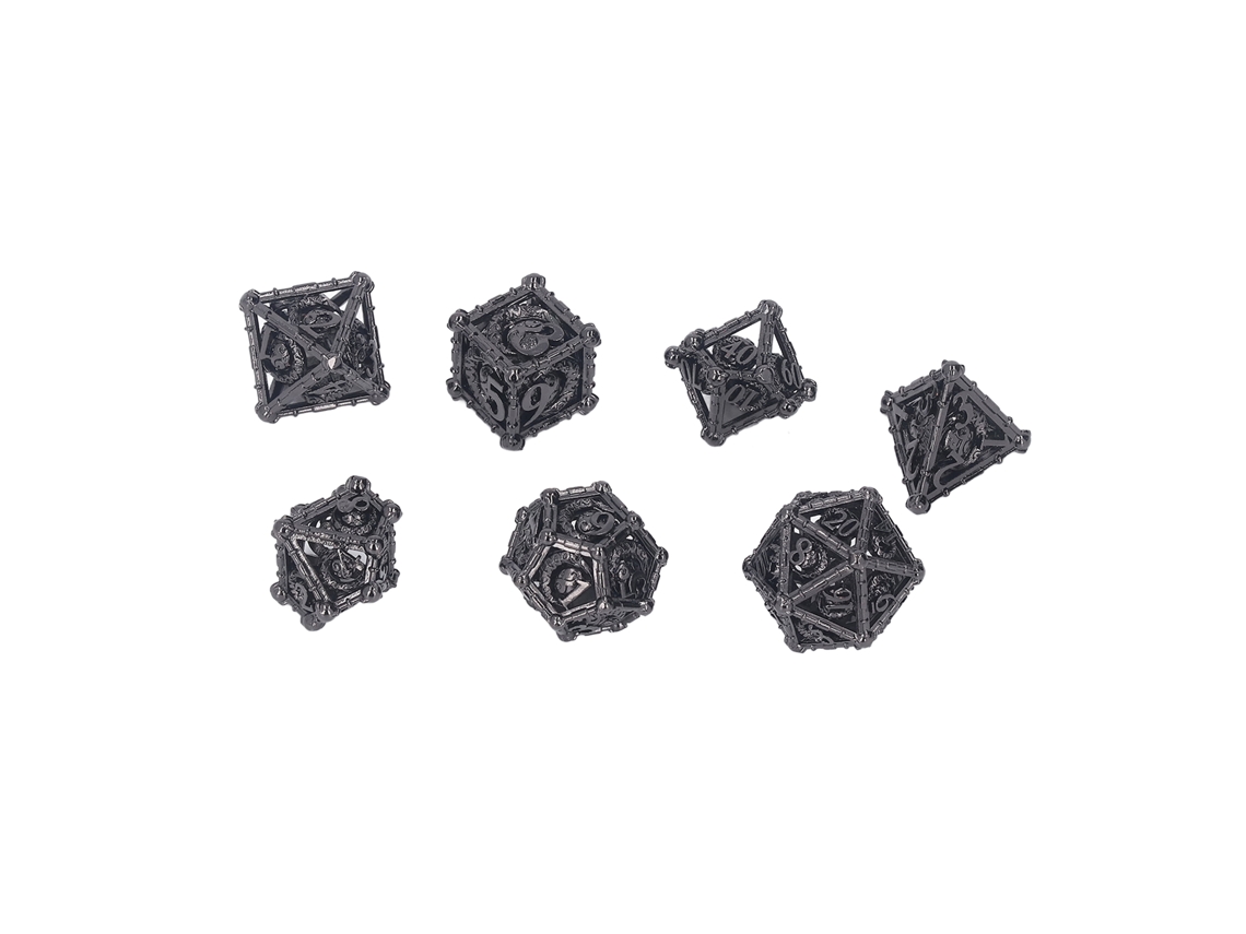 Primerox conjunto de 7 Dados Poliedros Ocos de Latão para Jogos de Tabuleiro e Rpg