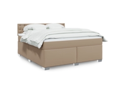Vidaxl Cama Com Molas/colchão 180x200 Cm Couro Artificial Cappuccino