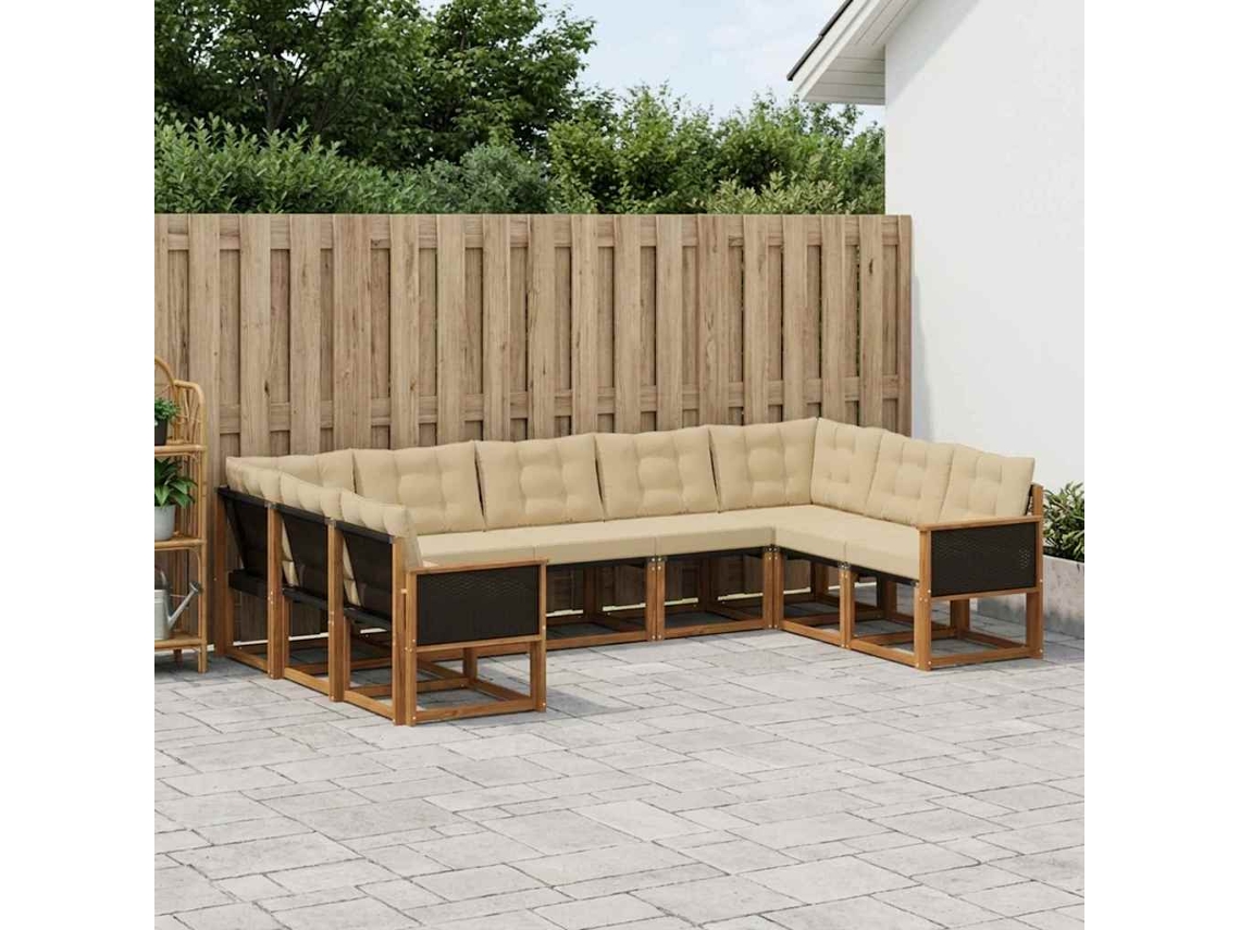 Vidaxl Conjunto De Sofás Para Exterior 9 Pcs Natural E Bege
