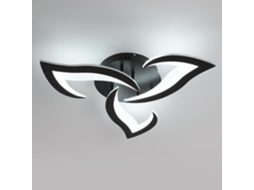 Plafonnier Led Moderno 58cm 36w 4000lm,lustre Para Sala Com Design De Pétalas,lâmpada De Teto Branca 6500k Para Cozinha Quarto Sala,cor Preto Btforus