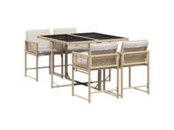 Conjunto de 5 Jantar para Jardim com Almofadões Vime Pe Bege MAISON EXCLUSIVE