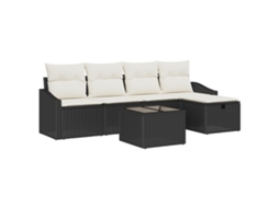Conjunto 5 Sofá Exterior Vidaxl Preto Vime Pe (233 X 117 X 85 Cm)