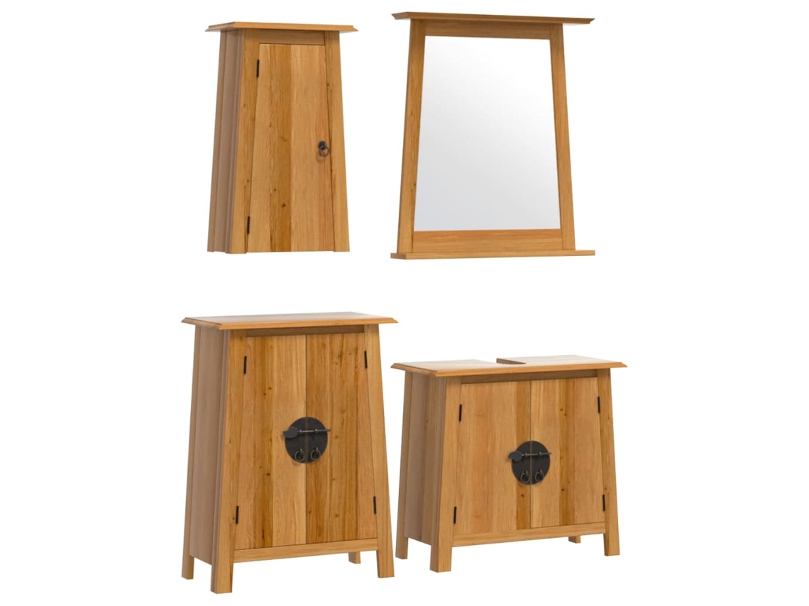 Conjunto de 4 Móveis para Casa de Banho em Madeira de Pinho Maciça MAISON EXCLUSIVE