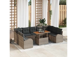 Vidaxl Conjunto de Sofá de Jardim 10 Pcs Cinzeto Rattan Sintético