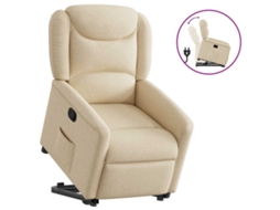 Vidaxl Poltrona Reclinável Elevatória Tecido Cor Creme