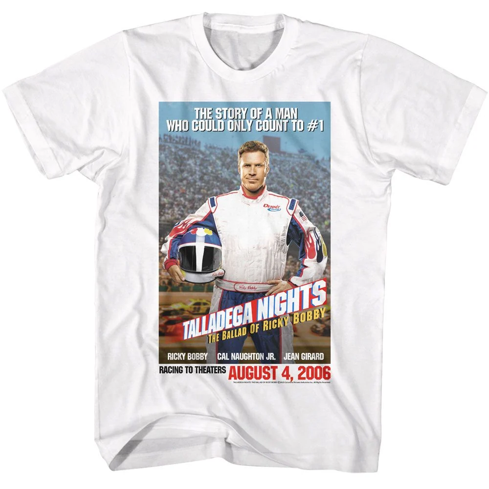 Rockinstone Talladega Nights Movie Movie Poster White Adult T-shirt Size:s