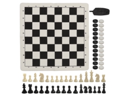 Omni-set De Xadrez E Damas Com Tabuleiro De Couro Imitado Pu Para Crianças E Adultos Jogo De Estratégia Tabuleiro Branco E Preto