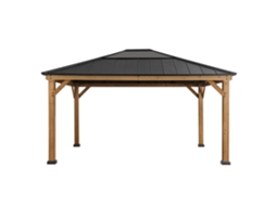 Gazebo De Jardim Em Madeira Para Exterior Ernir 393 Cm X 452 Cm Com Claraboia E Gancho De Teto
