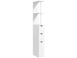 Armário Alto Do Banheiro Armário Com Gavetas Abertas Prateleiras Armário 15 X 33 X 136,5 Cm Branco Didoji