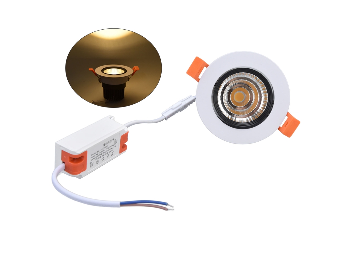 Luz de Teto Embutida LED 7w 3000k Luz Quente Ângulo Ajustável para Corredor Sala Quarto 100-264v | S/MARCA
