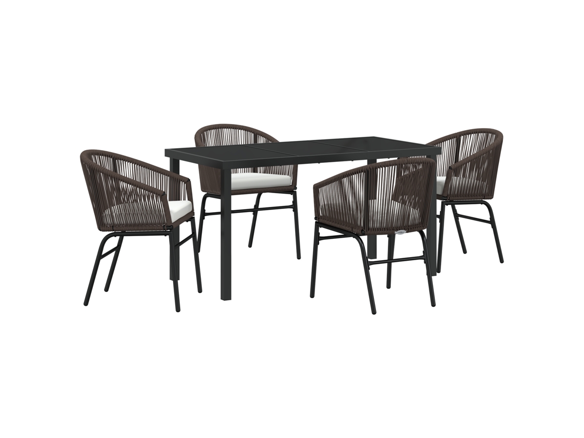 Conjunto 5 Conjunto De Jantar Para Jardim Vidaxl Castanho Vime Pe (140 X 70 X 73 Cm)