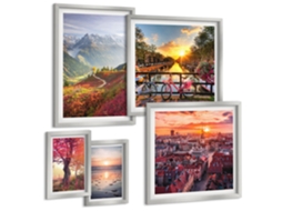 Conjunto De Pinturas Vistas De Montanha E Urbanas Da Natureza Espelharte (5 Peças)